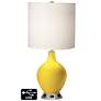 White Drum Table Lamp - 2 Outlets and USB in Citrus
