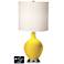 White Drum Table Lamp - 2 Outlets and USB in Citrus
