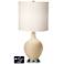 White Drum Table Lamp - 2 Outlets and USB in Colonial Tan