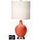 White Drum Table Lamp - 2 Outlets and USB in Daring Orange