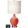 White Drum Table Lamp - 2 Outlets and USB in Daring Orange