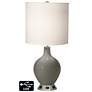 White Drum Table Lamp - 2 Outlets and USB in Gauntlet Gray