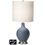 White Drum Table Lamp - 2 Outlets and USB in Granite Peak