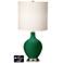 White Drum Table Lamp - 2 Outlets and USB in Greens