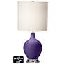White Drum Table Lamp - 2 Outlets and USB in Izmir Purple