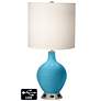 White Drum Table Lamp - 2 Outlets and USB in Jamaica Bay