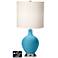 White Drum Table Lamp - 2 Outlets and USB in Jamaica Bay