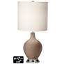 White Drum Table Lamp - 2 Outlets and USB in Mocha