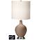 White Drum Table Lamp - 2 Outlets and USB in Mocha