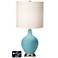 White Drum Table Lamp - 2 Outlets and USB in Nautilus