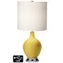 White Drum Table Lamp - 2 Outlets and USB in Nugget