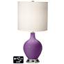 White Drum Table Lamp - 2 Outlets and USB in Passionate Purple