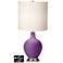 White Drum Table Lamp - 2 Outlets and USB in Passionate Purple