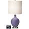 White Drum Table Lamp - 2 Outlets and USB in Purple Haze