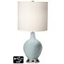 White Drum Table Lamp - 2 Outlets and USB in Rain