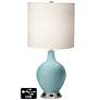 White Drum Table Lamp - 2 Outlets and USB in Raindrop