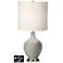 White Drum Table Lamp - 2 Outlets and USB in Requisite Gray