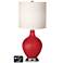 White Drum Table Lamp - 2 Outlets and USB in Sangria Metallic