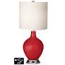 White Drum Table Lamp - 2 Outlets and USB in Sangria Metallic