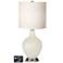 White Drum Table Lamp - 2 Outlets and USB in Vanilla Metallic