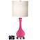 White Drum Vase Lamp - 2 Outlets and 2 USBs in Blossom Pink