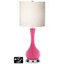 White Drum Vase Lamp - 2 Outlets and 2 USBs in Blossom Pink