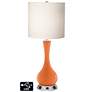White Drum Vase Lamp - 2 Outlets and 2 USBs in Celosia Orange