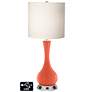 White Drum Vase Lamp - 2 Outlets and 2 USBs in Daring Orange