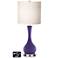 White Drum Vase Lamp - 2 Outlets and 2 USBs in Izmir Purple