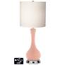 White Drum Vase Lamp - 2 Outlets and 2 USBs in Mellow Coral