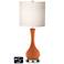 White Drum Vase Lamp - 2 Outlets and 2 USBs in Robust Orange