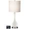 White Drum Vase Lamp - 2 Outlets and 2 USBs in Winter White
