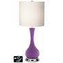 White Drum Vase Lamp - 2 Outlets and USB in Passionate Purple