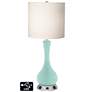 White Drum Vase Table Lamp - 2 Outlets and 2 USBs in Cay