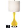 White Drum Vase Table Lamp - 2 Outlets and 2 USBs in Citrus