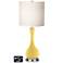 White Drum Vase Table Lamp - 2 Outlets and 2 USBs in Daffodil