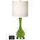 White Drum Vase Table Lamp - 2 Outlets and 2 USBs in Gecko