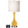 White Drum Vase Table Lamp - 2 Outlets and 2 USBs in Goldenrod