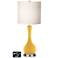 White Drum Vase Table Lamp - 2 Outlets and 2 USBs in Goldenrod