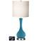 White Drum Vase Table Lamp - 2 Outlets and 2 USBs in Great Falls