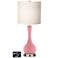 White Drum Vase Table Lamp - 2 Outlets and 2 USBs in Haute Pink