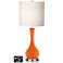 White Drum Vase Table Lamp - 2 Outlets and 2 USBs in Invigorate