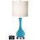 White Drum Vase Table Lamp - 2 Outlets and 2 USBs in Jamaica Bay