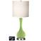 White Drum Vase Table Lamp - 2 Outlets and 2 USBs in Lime Rickey