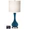 White Drum Vase Table Lamp - 2 Outlets and 2 USBs in Oceanside