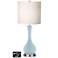 White Drum Vase Table Lamp - 2 Outlets and 2 USBs in Vast Sky