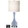 White Drum Vase Table Lamp - 2 Outlets and USB in Blue Sky