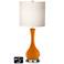 White Drum Vase Table Lamp - 2 Outlets and USB in Cinnamon Spice