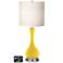 White Drum Vase Table Lamp - 2 Outlets and USB in Citrus