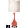 White Drum Vase Table Lamp - 2 Outlets and USB in Coral Reef